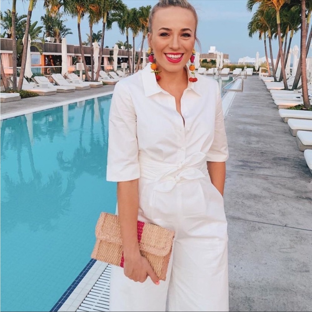 Anthropologie Gal Meets Glam Sawyer White Jumpsuit Size 6